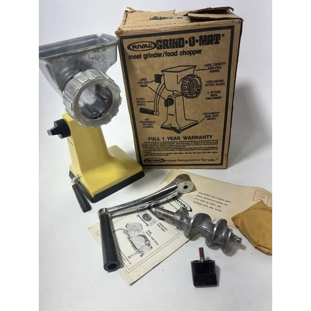 Vintage Rival Grind O Mat Model 303 Meat Grinder Food Chopper w Box Complete